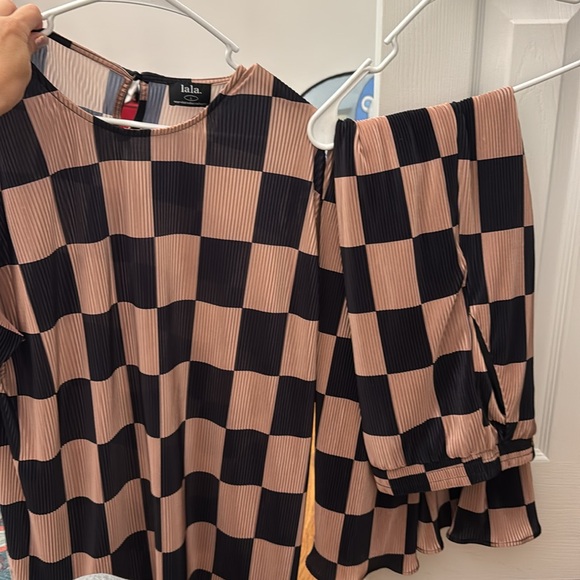 Dressed in LALA Black and Tan Checkered Skirt Set - Picture 4 of 4